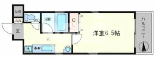 パークハウスナンバ【5階】の間取り