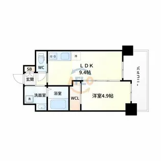 ノルデンハイム江坂Ⅱ【14階】の間取り