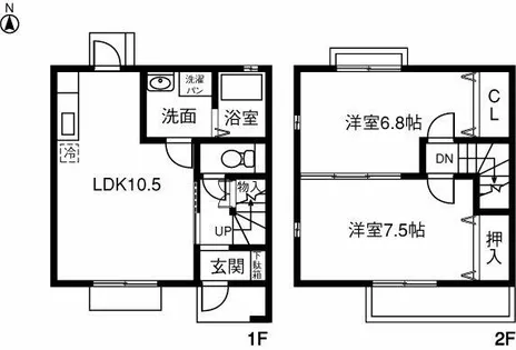 愛知県一宮市長島町2丁目【テラスハウス】の間取り