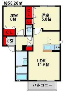 ヴィラシャーメゾン行橋セコンド【2階】の間取り