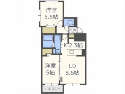 ブランシャール平岸駅前WEST【4階】の間取り