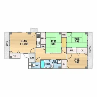 シーマー瓦林【3階】の間取り