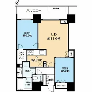 シティタワー神戸三宮【50階】の間取り