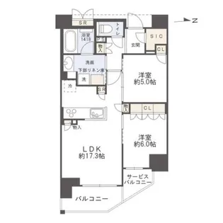 リバーガーデン四天王寺【2階】の間取り