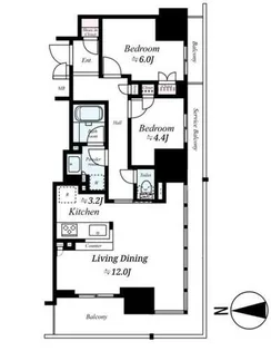 ローレルタワー御堂筋本町【2階】の間取り