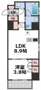クレストコート堂島【9階】の間取り