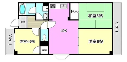 パークサイドマンション【2階】の間取り