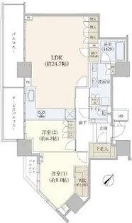 グランドメゾン上町台レジデンスタワー【3406号室】の間取り