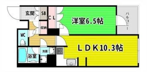 淀屋橋アップルタワーレジデンス【21階】の間取り