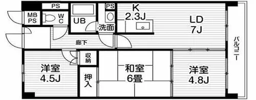アーデンコート西長堀【303号室】の間取り