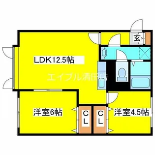 クラージュ清田【2階】の間取り