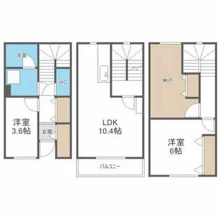 北海道札幌市手稲区西宮の沢一条1丁目【テラスハウス】の間取り