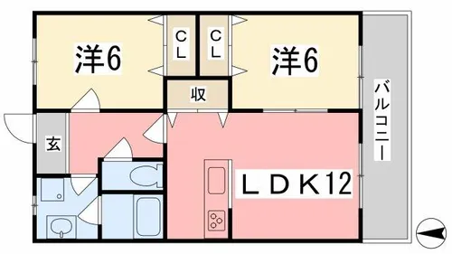 プレイン野里【1-D号室】の間取り