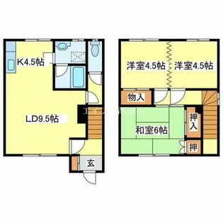 北海道北広島市西の里北1丁目【テラスハウス】の間取り