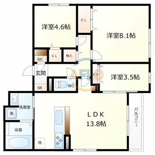 Esperanza万代東【3階】の間取り