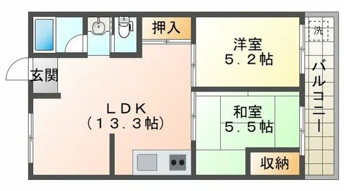サンロイヤル霞ヶ丘【1階】の間取り