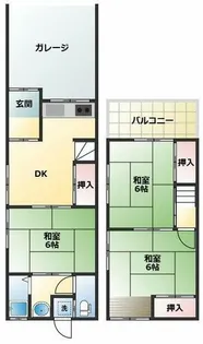 大阪府大阪市東住吉区湯里1丁目【一戸建】の間取り