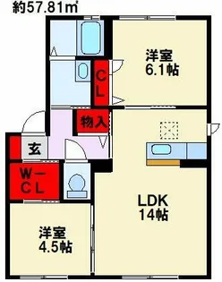 福岡県遠賀郡水巻町頃末南3丁目【アパート】の間取り
