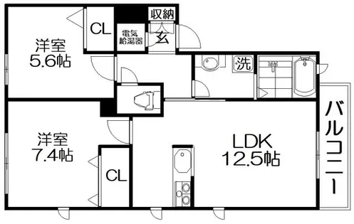 シャーメゾン長尾【B201号室】の間取り