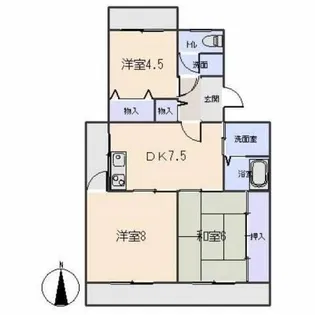 竜美丘ハウス【B-2号室】の間取り