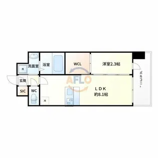 セレニテ十三ミラク【3階】の間取り