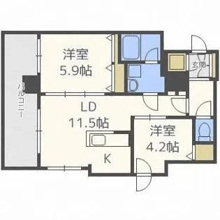 クレジデンス札幌・南4条【13階】の間取り