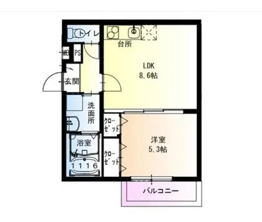 大阪府堺市北区百舌鳥赤畑町5丁【アパート】の間取り