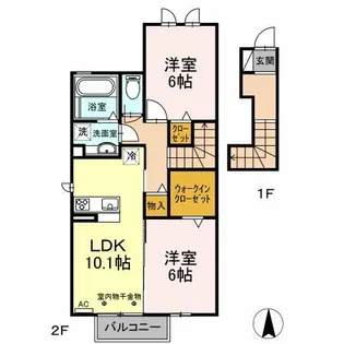 ヴィルヌーブ【2階】の間取り
