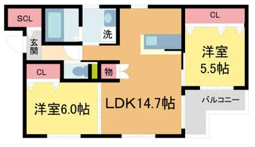 モアナ甲子園【301号室】の間取り