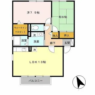 ヴィラウィッシュ【A201号室】の間取り