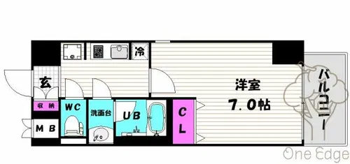 アクアプレイス東天満Ⅱ【9階】の間取り