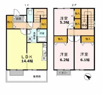 大阪府岸和田市上町【テラスハウス】の間取り