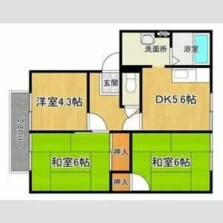 グレースヒルズシマダC・D【302号室】の間取り
