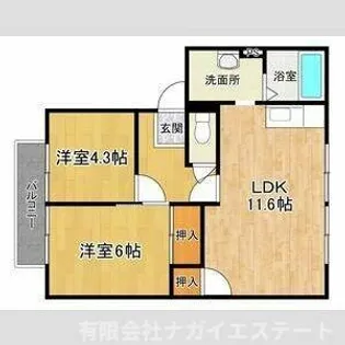 グレースヒルズシマダC D【302号室】の間取り