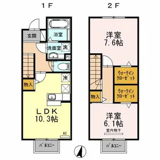 プランドール鳴尾【101号室】の間取り