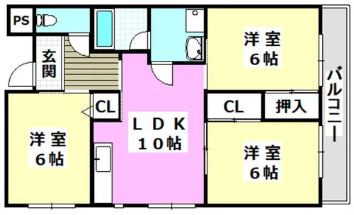 第2パークハイツ橋の内【3階】の間取り