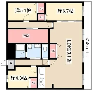山手アベニュー【3階】の間取り