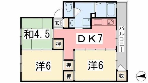 クローバー広畑才【401号室】の間取り