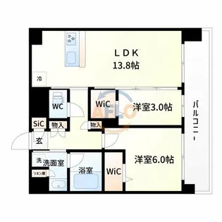 プレサンス東淀川駅前プローシェ【15階】の間取り