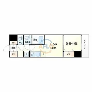 LaCASA新北野Ⅱ【4階】の間取り