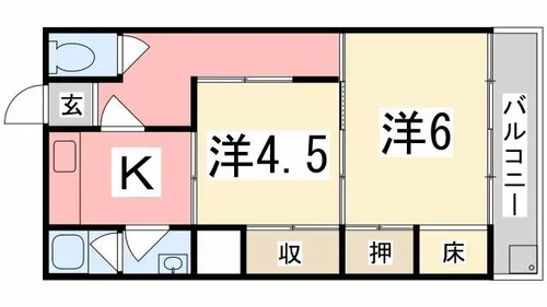 網干コーポ【101号室】の間取り