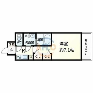 S-RESIDENCE三国WEST【7階】の間取り