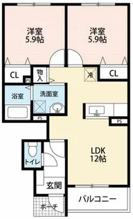 2LDKの間取り画像