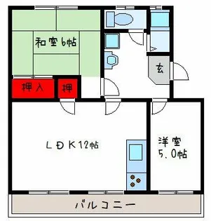 ニュー志紀ハイツB棟【3階】の間取り