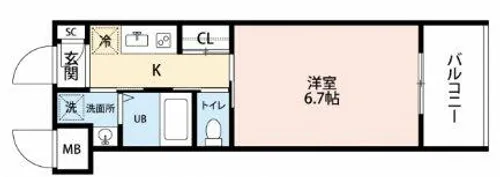 アミュゼ城野【7階】の間取り