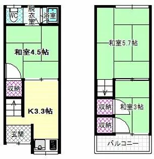 大阪府松原市河合1丁目【一戸建】の間取り