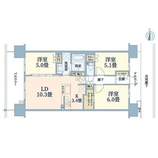クラッシィハウス尼崎GRAND PLACE【407号室】の間取り