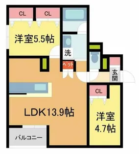 La vita西宮北口【101号室】の間取り