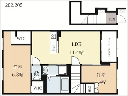 ADORE【202号室】の間取り