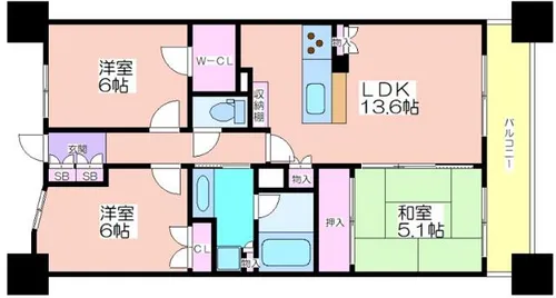 リバーガーデンコスモスクエア【16階】の間取り
